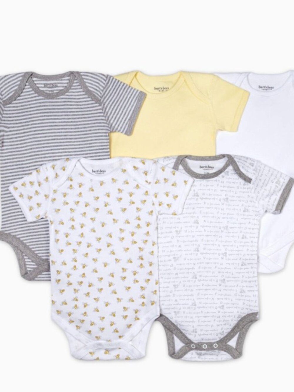 Burt's Bees Baby 5-Piece Organic Bodysuit Set 3-6 Months NWT
